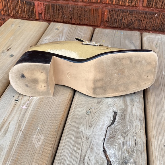 Zara Patent Tan Square Toe 1960s Style Loafers! Size 40, 8.5 to 9 - Picture 6 of 6